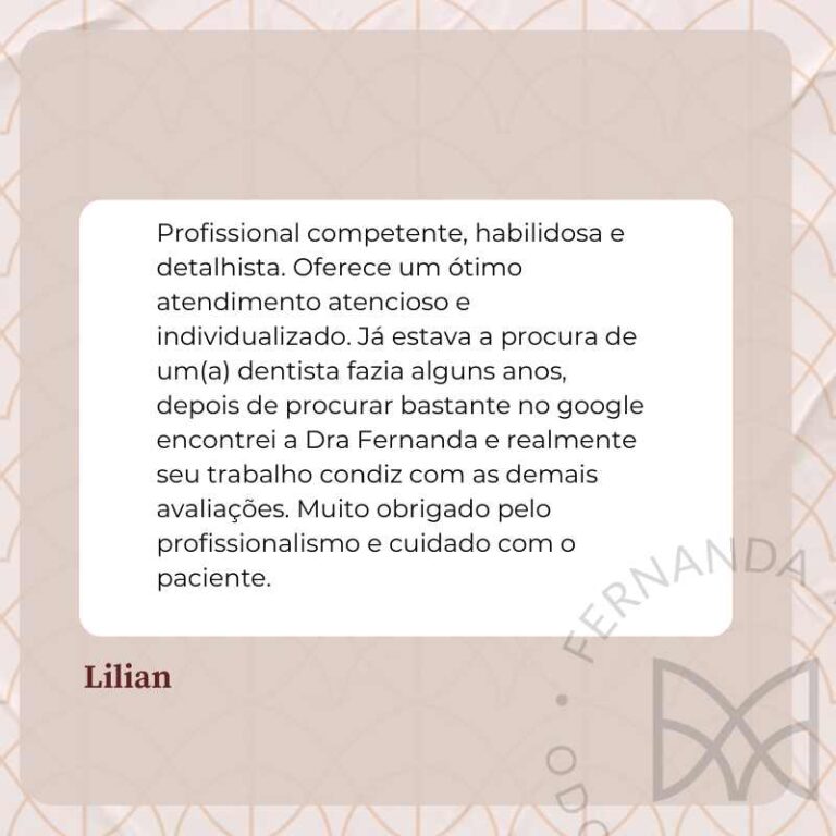 Depoimento -  site Dra Fernanda Mollica - Soluções Odontológicas em São José dos Campos e Vale do Paraíba